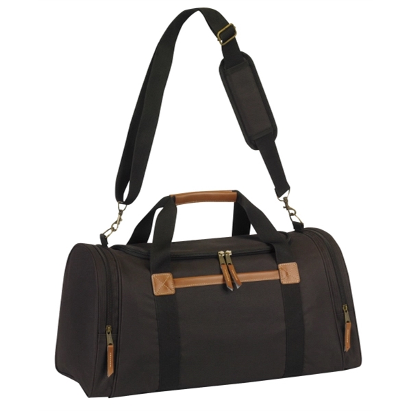 20" x 10" x 10" polyester duffel bag with leatherette trim,... from ASI 37980 Bagworld