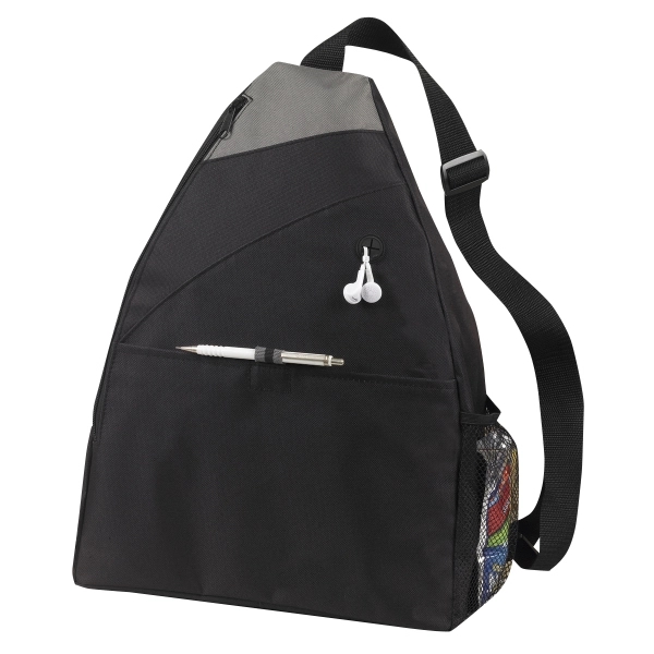 12" x 17.5" x 6" polyester sling style backpack with zipper... from ASI 37980 Bagworld
