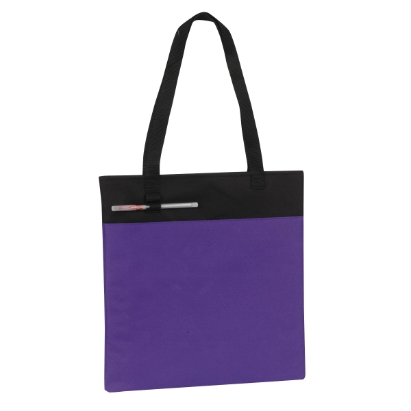 15" x 14.5" x 1" polyester tote bag with double pen... from ASI 37980 Bagworld