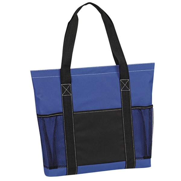 18" x 14.75" x 3" polyester tote with mesh bottle pockets,... from ASI 37980 Bagworld