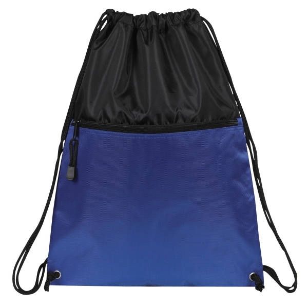 13" x 17" polyester and Dobby drawstring backpack with zipper pocket.... from ASI 37980 Bagworld