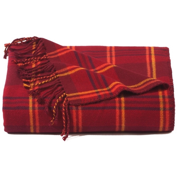 Red plaid bamboo throw blanket with whip stitch edge.... from ASI 98085 Wolfmark