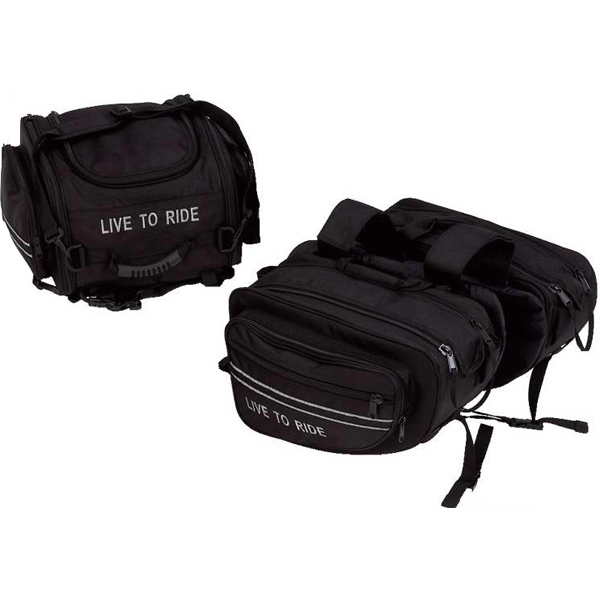 Diamond Plate (TM) - 3-piece LIVE TO RIDE heavy-duty polyester motorcycle... from ASI 81133 ZZ DROPPED - Redline / Redline 