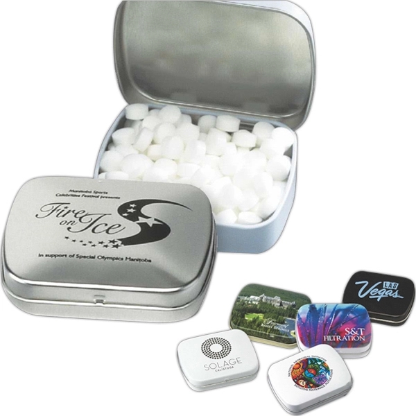 Domed tin filled with delectable chocolate buttons.... from ASI 44900 NC Custom (CI/Lanco) / Lanco