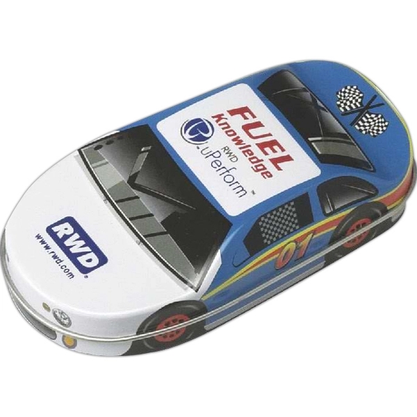 Stock blue and white race car tin with mints.... from ASI 44900 NC Custom (CI/Lanco)