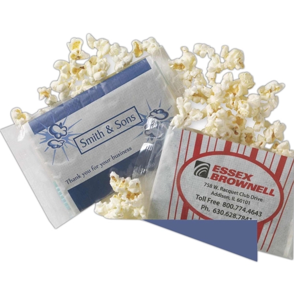Personalized popcorn sealed in cello bag.... from ASI 44900 NC Custom (CI/Lanco) / Chocolate Inn