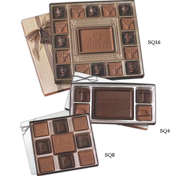 Custom chocolate squares gift box, 6 1/2 oz.... from ASI 44900 NC Custom (CI/Lanco) / Lanco