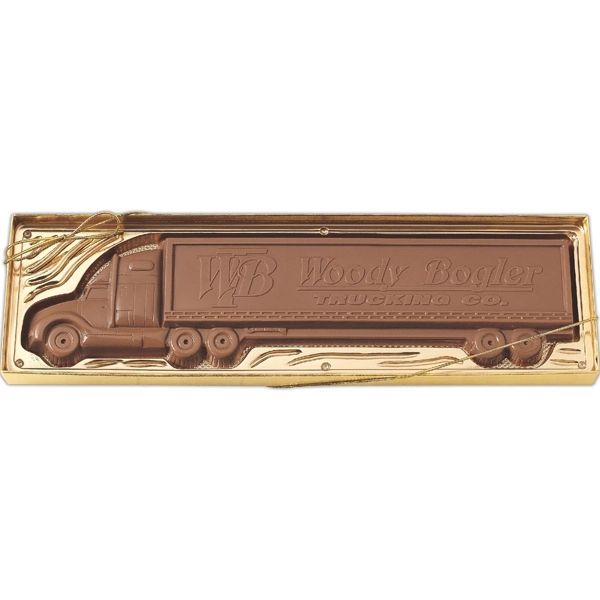 Tractor trailer shape, 8 oz. molded chocolate in gift box.... from ASI 44900 NC Custom (CI/Lanco)