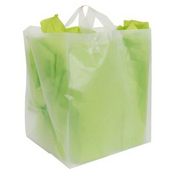 Frosty clear shopping bag with soft loop handle, 12" x 10"... from ASI 92480 Uniflex / U F