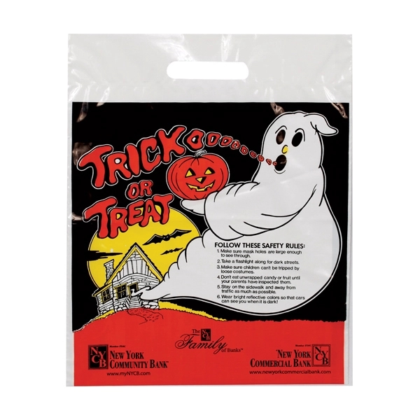 Plastic trick or treat bag. 2 mil. double wall print protecting... from ASI 92480 Uniflex / U F