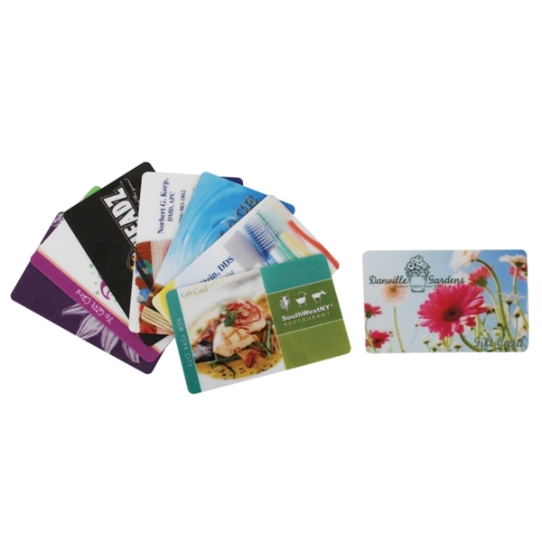 Printed plastic Gift Cards are popular with merchants and customers.... from ASI 92480 Uniflex / U F