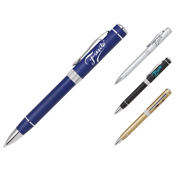 Twist action aluminum pen with diamond cut middle ring... from ASI 40544 Binaco / Binaline