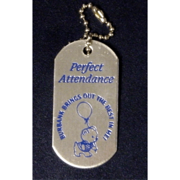 Military style dog tag keytag with 4" beaded ball chain. 4... from ASI 41080 Nelson Boone Co Inc / Alumaline® & Brass