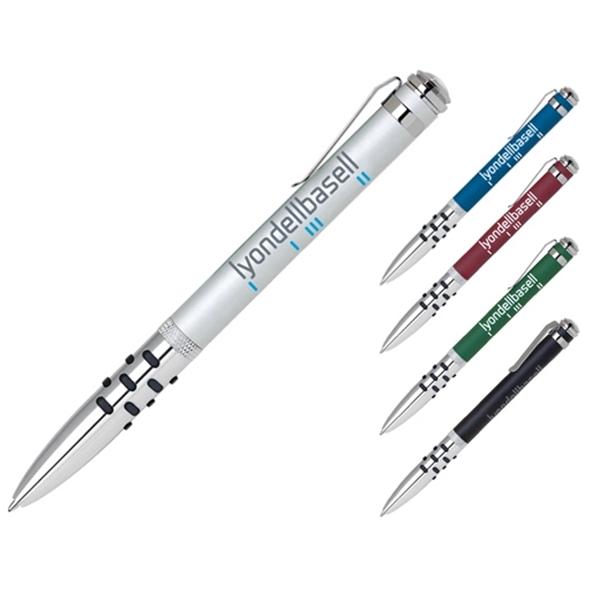 Aluminum twist action ballpoint pen. Equipped with protruding dot grip.... from ASI 40544 Binaco / Binaline