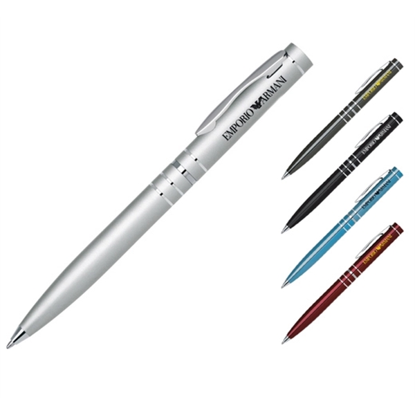 Aluminum twist action ballpoint pen with shiny chrome clip and trim.... from ASI 40544 Binaco / Binaline