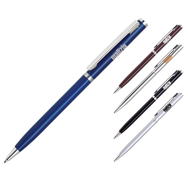 Aluminum twist action ballpoint pen with an elegant slender body pen... from ASI 40544 Binaco / Binaline