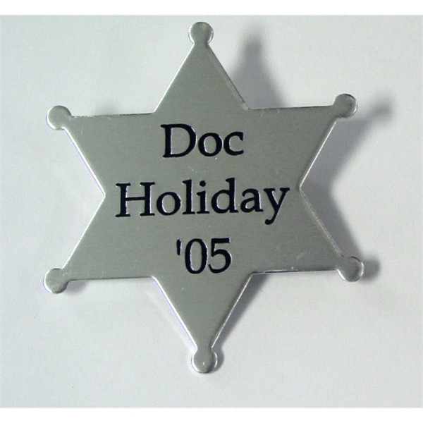 2 1/4"x 2 5/8" Six Point Star Badge with a one... from ASI 41080 Nelson Boone Co Inc / Alumaline® & Brass