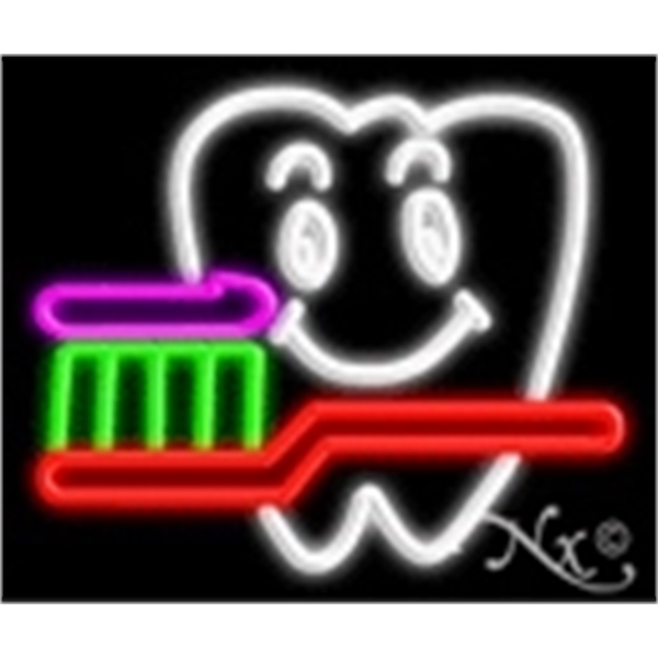 17" x 17" x 3" Dentist logo economic neon sign, mounted... from ASI 30442 Above & Beyond Advertising Products / PromoAdLine
