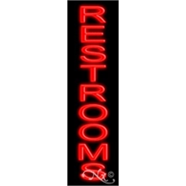 29" x 8" x 3" Restrooms economic neon sign, mounted on... from ASI 30442 Above & Beyond Advertising Products / PromoAdLine