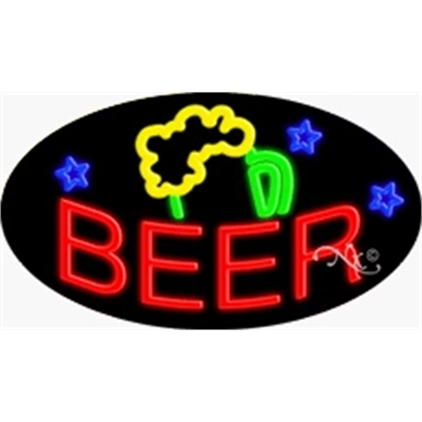 17" x 30" x 3" oval-shaped neon sign with flashing lights;... from ASI 30442 Above & Beyond Advertising Products / PromoAdLine