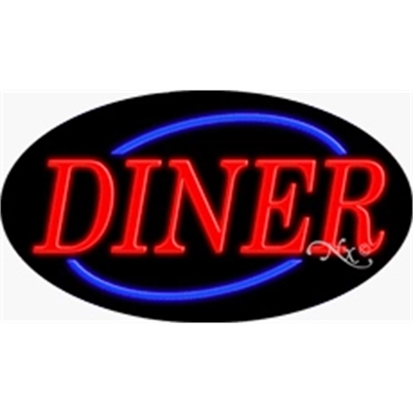 17" x 30" x 3" oval-shaped neon sign with flashing lights;... from ASI 30442 Above & Beyond Advertising Products / PromoAdLine