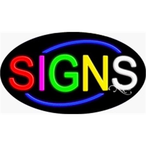 17" x 30" x 3" oval-shaped neon sign with flashing lights;... from ASI 30442 Above & Beyond Advertising Products / PromoAdLine
