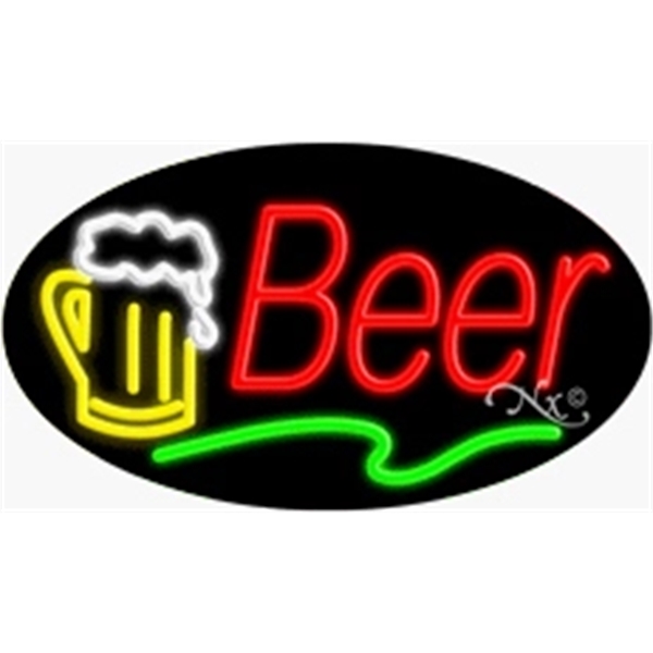 17" x 30" x 3" oval-shaped neon sign with flashing lights;... from ASI 30442 Above & Beyond Advertising Products / PromoAdLine