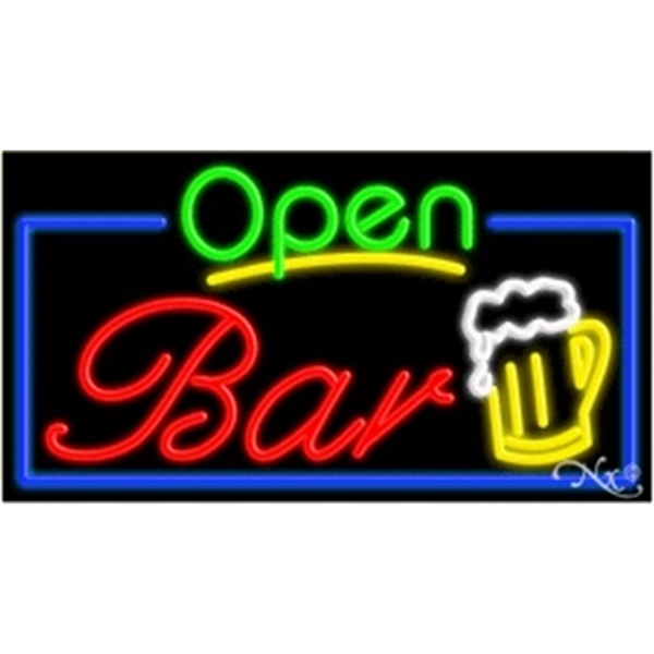 20" x 37" x 3" neon sign with open, for indoor... from ASI 30442 Above & Beyond Advertising Products / PromoAdLine