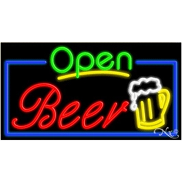 20" x 37" x 3" neon sign with open, for indoor... from ASI 30442 Above & Beyond Advertising Products / PromoAdLine