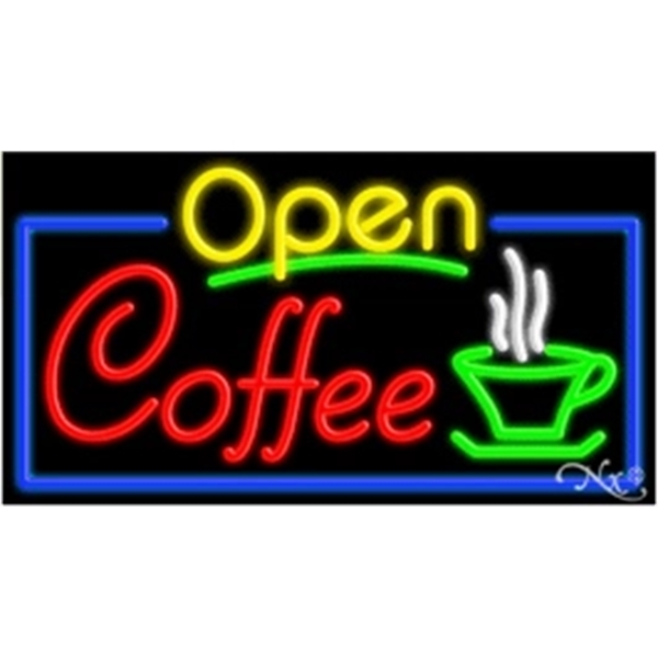 20" x 37" x 3" neon sign with open, for indoor... from ASI 30442 Above & Beyond Advertising Products / PromoAdLine