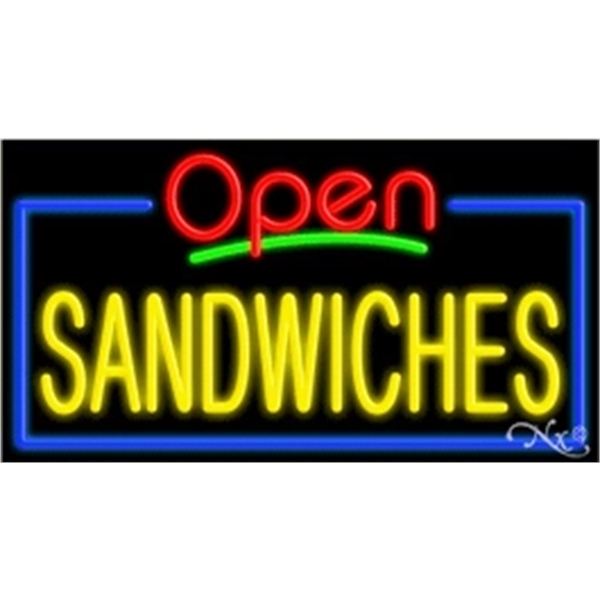 20" x 37" x 3" neon sign with open, for indoor... from ASI 30442 Above & Beyond Advertising Products / PromoAdLine