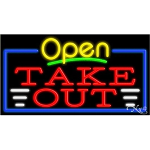 20" x 37" x 3" neon sign with open, for indoor... from ASI 30442 Above & Beyond Advertising Products / PromoAdLine