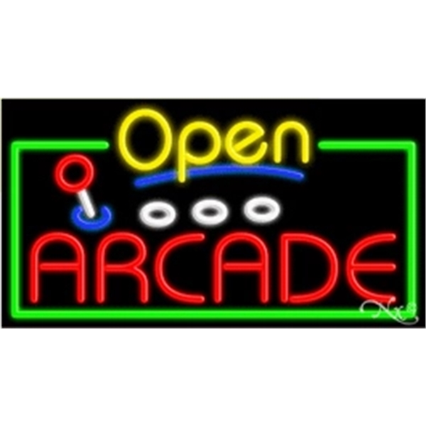 20" x 37" x 3" neon sign with open, for indoor... from ASI 30442 Above & Beyond Advertising Products / PromoAdLine