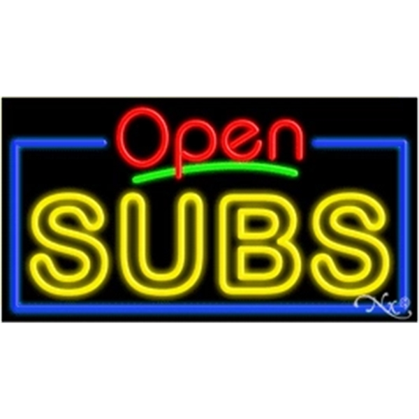 20" x 37" x 3" neon sign with open.... from ASI 30442 Above & Beyond Advertising Products / PromoAdLine
