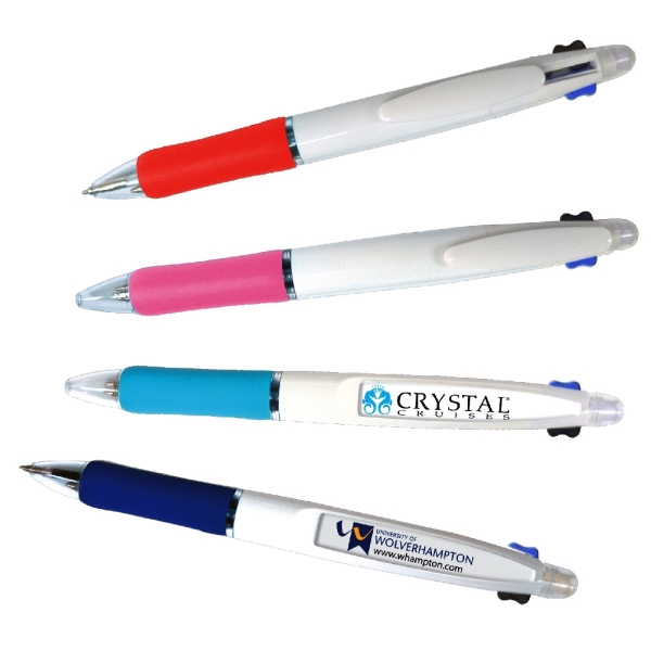 White ballpoint pen with rubber grip and mechanical pencil in one.... from ASI 52710 Lincoln Line / Essef - Lincoln Line