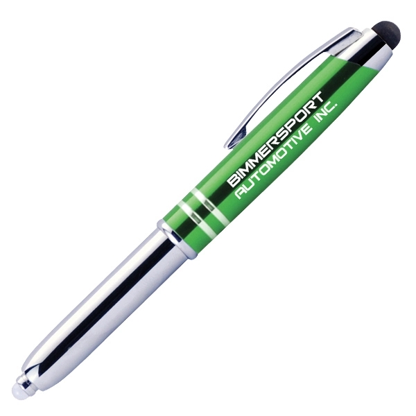 Metal pen and stylus with aluminum cap and LED lamp.... from ASI 42920 Busrel Inc
