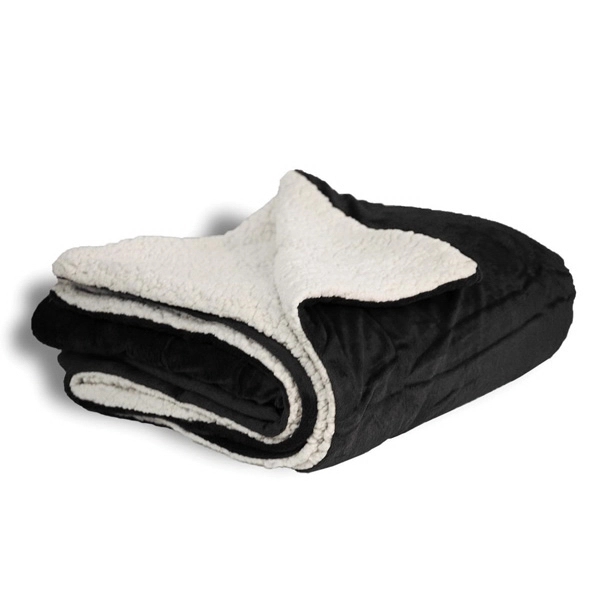 50" x 60" black faux micro mink and lambswool sherpa throw... from ASI 98085 Wolfmark