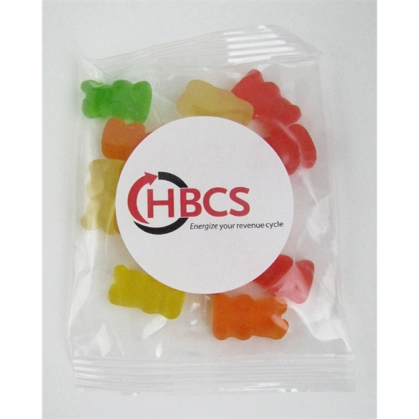 Assorted gummy bears in a 3" x 4" bag, 1 oz.... from ASI 44900 NC Custom (CI/Lanco) / Chocolate Inn Taylor & Grant