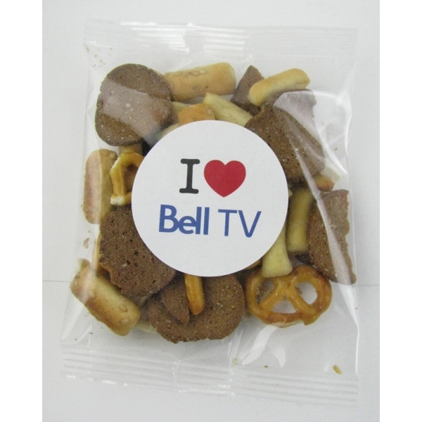 Goody bag filled with Gardetto snack mix, 1 oz.... from ASI 44900 NC Custom (CI/Lanco) / Chocolate Inn