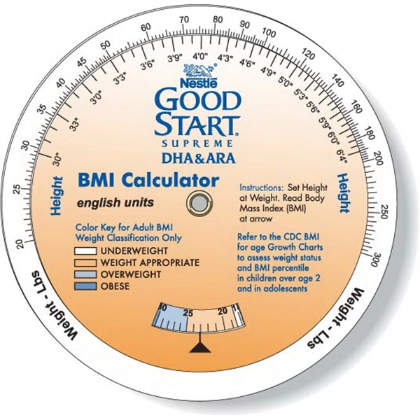 3 Wheel Body Mass Index Calculator. Imperial and Metric measurements. Digitally... from ASI 87400 ArtechPro