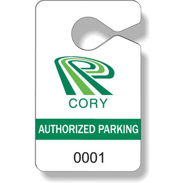 White gloss .020 thick plastic parking tag.... from ASI 87400 ArtechPro