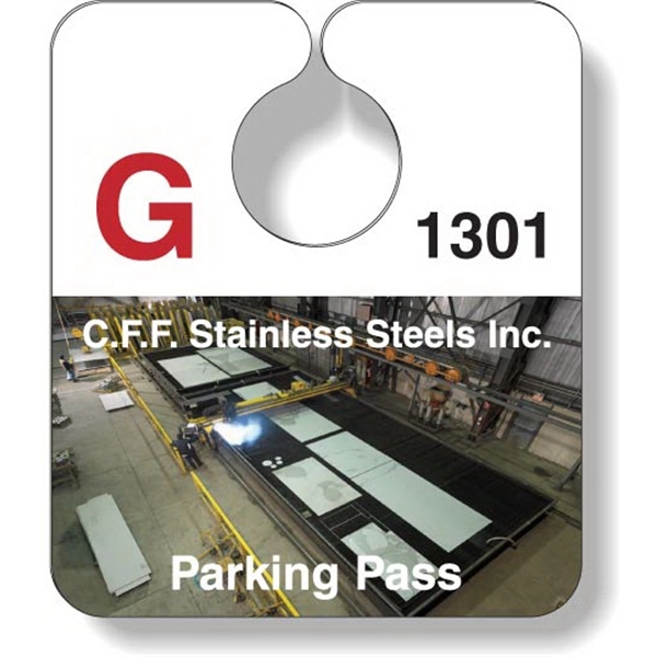 White gloss .020 thick plastic parking tag with top opening.... from ASI 87400 ArtechPro