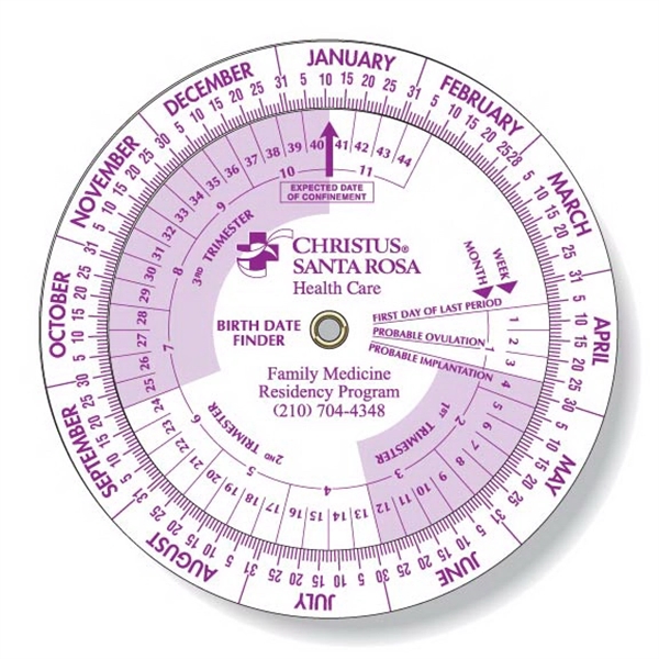Pregnancy and gestation calculator wheel. Custom imprint screen-printed directly on to... from ASI 87400 ArtechPro