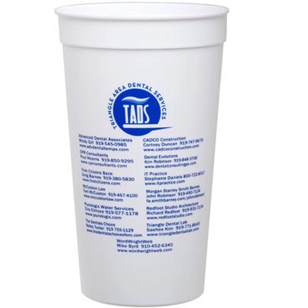Thirty-two ounce smooth white plastic cold drink stadium cup.... from ASI 31490 Admatch Corporation / Admatch-Regal