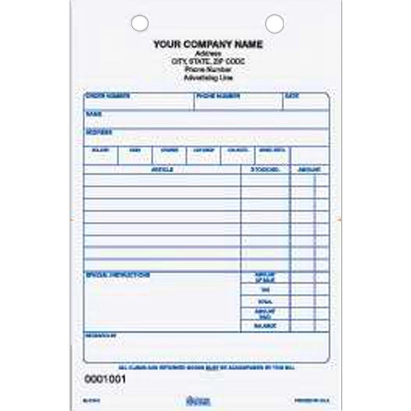 Carbonless register form for gift / jewelry, 5 1/2" x 8... from ASI 52493 Ennis Inc