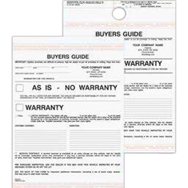 8 1/2" x 11" three-part carbonless as is buyer's guide warranty... from ASI 52493 ZZ DROPPED -Ennis Inc