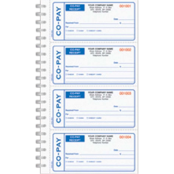 Carbonless 2-part co-pay medical receipt book. Four receipts per page.... from ASI 52493 ZZ DROPPED -Ennis Inc