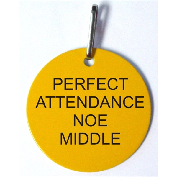 Zipper pull 1 1/2" Round color coated aluminum.Silk Screen imprint... from ASI 41080 Nelson Boone Co Inc / Alumaline® & Brass