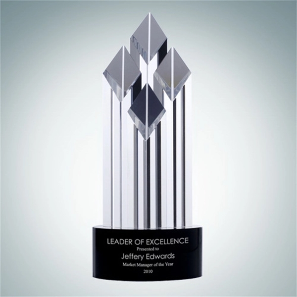 Diamond crystal glass award with black crystal round base.... from ASI 47791 Best Deal Awards / Best Deal Awards