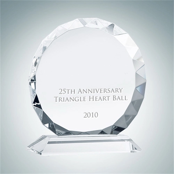 Crystal glass gem-cut circle with base award.... from ASI 47791 Best Deal Awards